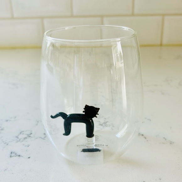 Anthropologie Eerie Cat 🐈‍⬛ Stemless Wine Glass - Picture 7 of 13
